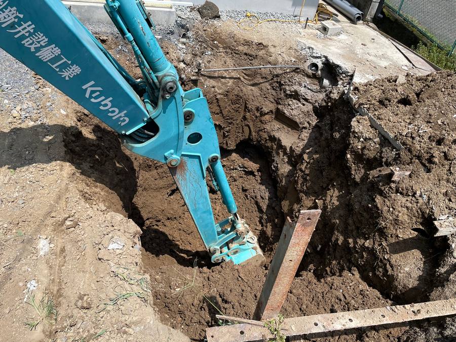 クボタミニショベルによる掘削工事